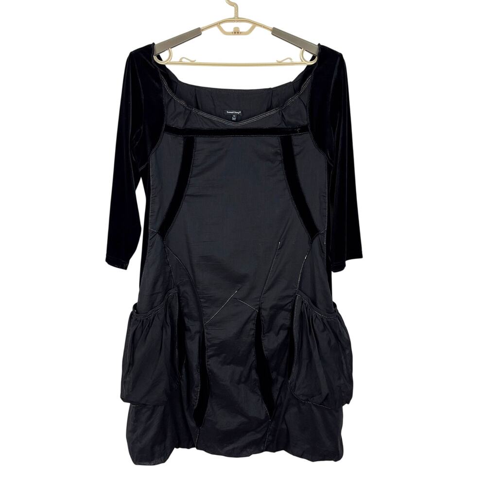 Samuel Dong Black Bubble Dress Cotton Velvet Goth renaissance grunge avant-garde